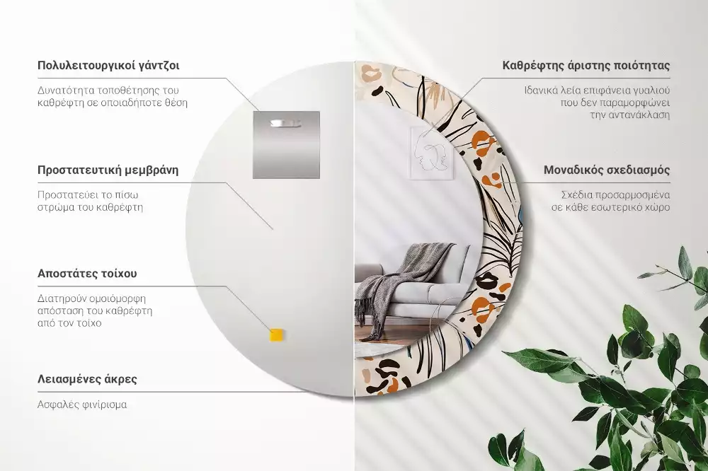 Bedrukte ronde spiegel Jungle patroon bloemen