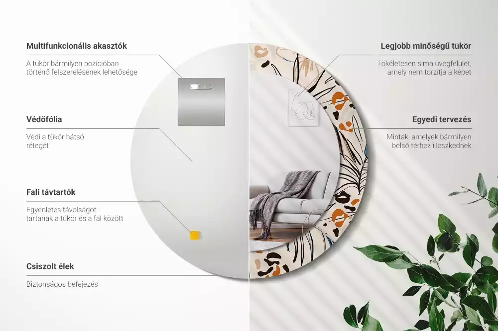 Bedrukte ronde spiegel Jungle patroon bloemen