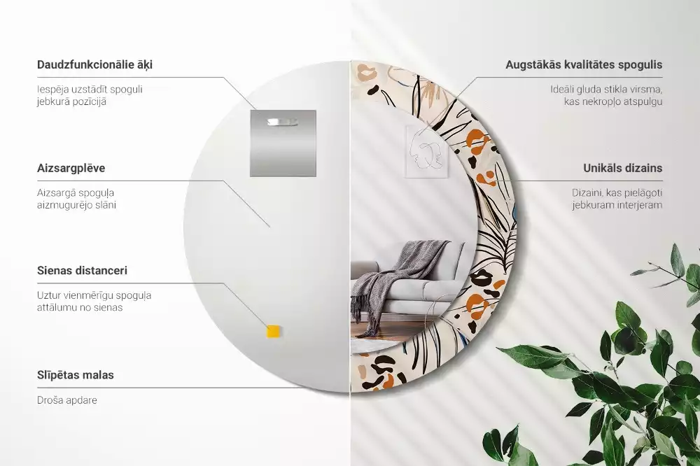 Bedrukte ronde spiegel Jungle patroon bloemen