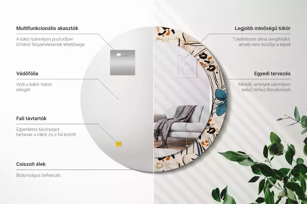 Bedrukte ronde spiegel Jungle patroon bloemen