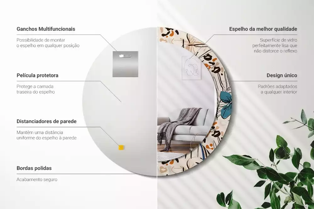 Bedrukte ronde spiegel Jungle patroon bloemen