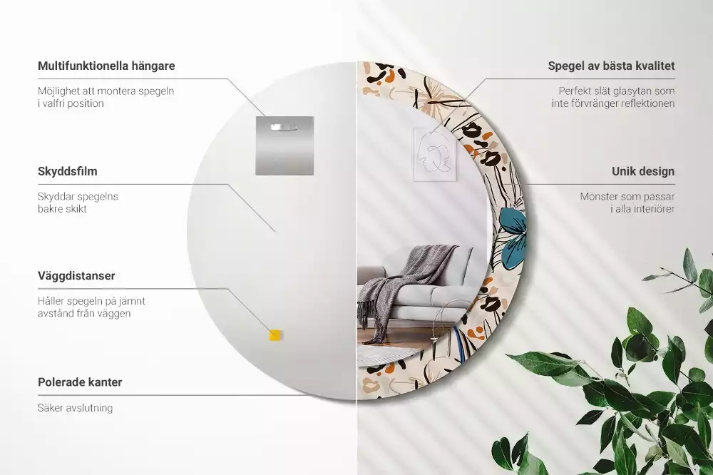 Bedrukte ronde spiegel Jungle patroon bloemen