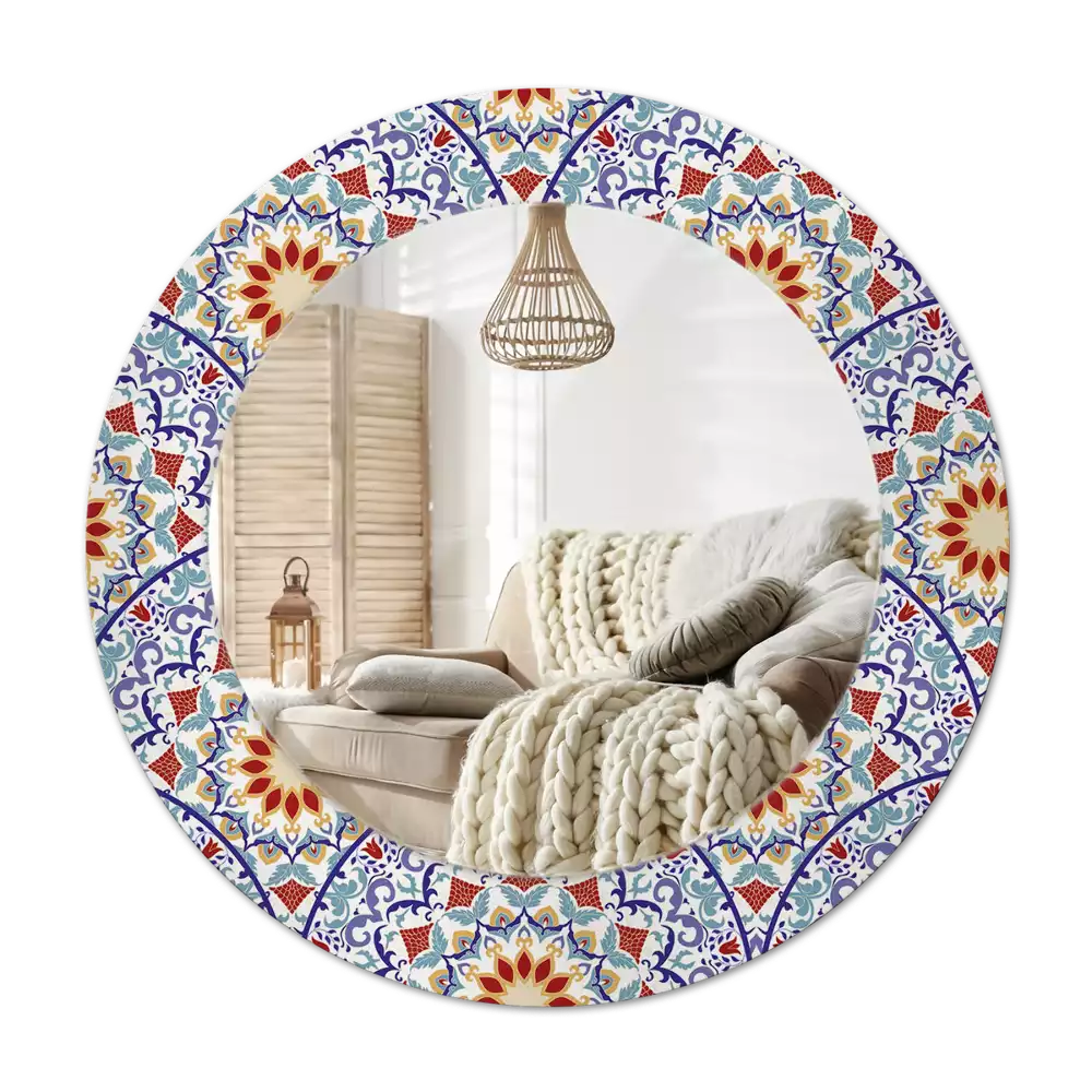 Ronde spiegel met decoratie Oosterse compositie