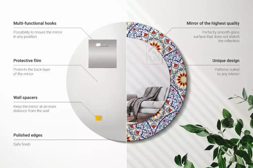 Ronde spiegel met decoratie Oosterse compositie