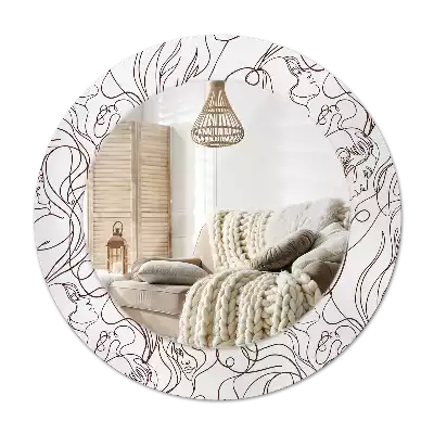 Bedrukte ronde spiegel Gezichten uit de lijnen