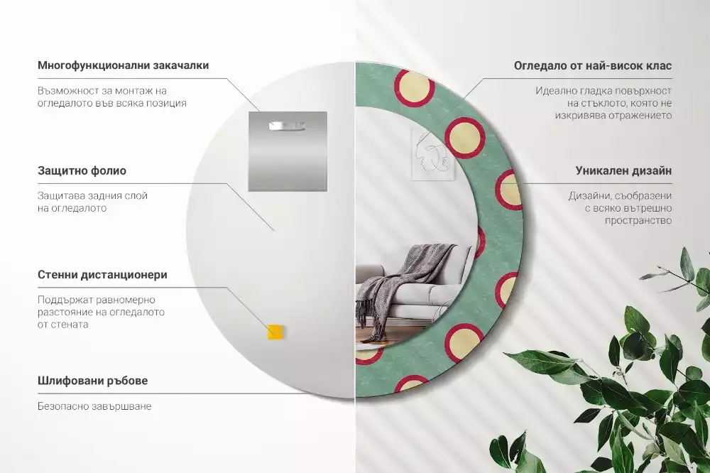 Ronde spiegel met decoratie Stippelcirkels