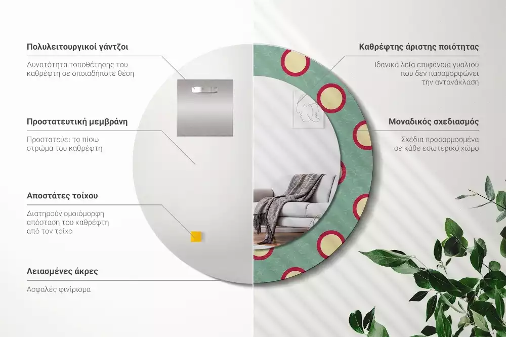 Ronde spiegel met decoratie Stippelcirkels