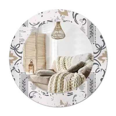 Ronde spiegel met decoratie Retro tegels