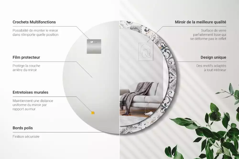 Ronde spiegel met decoratie Retro tegels