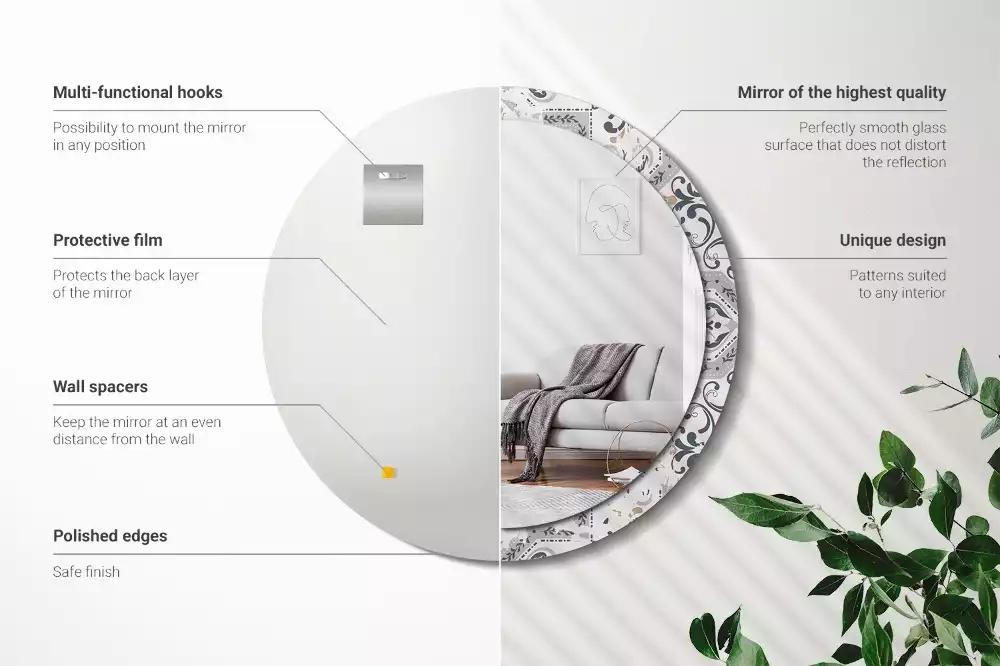 Ronde spiegel met decoratie Retro tegels