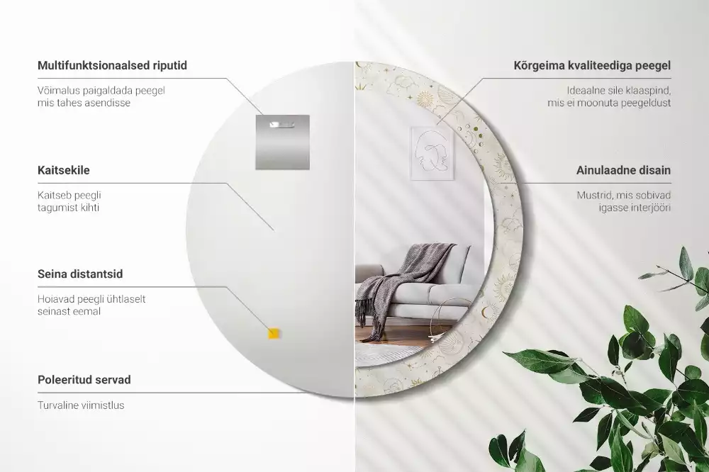 Bedrukte ronde spiegel Mystiek patroon