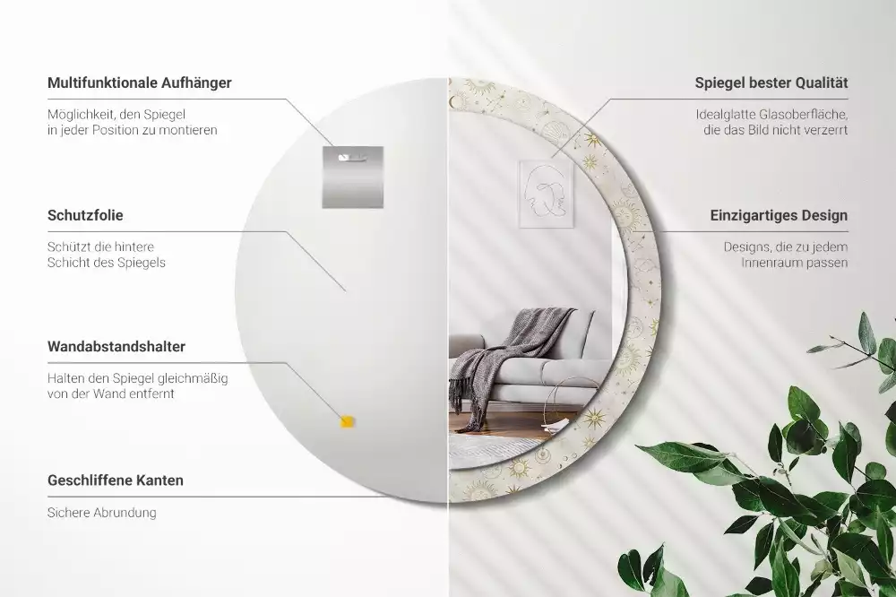 Bedrukte ronde spiegel Mystiek patroon