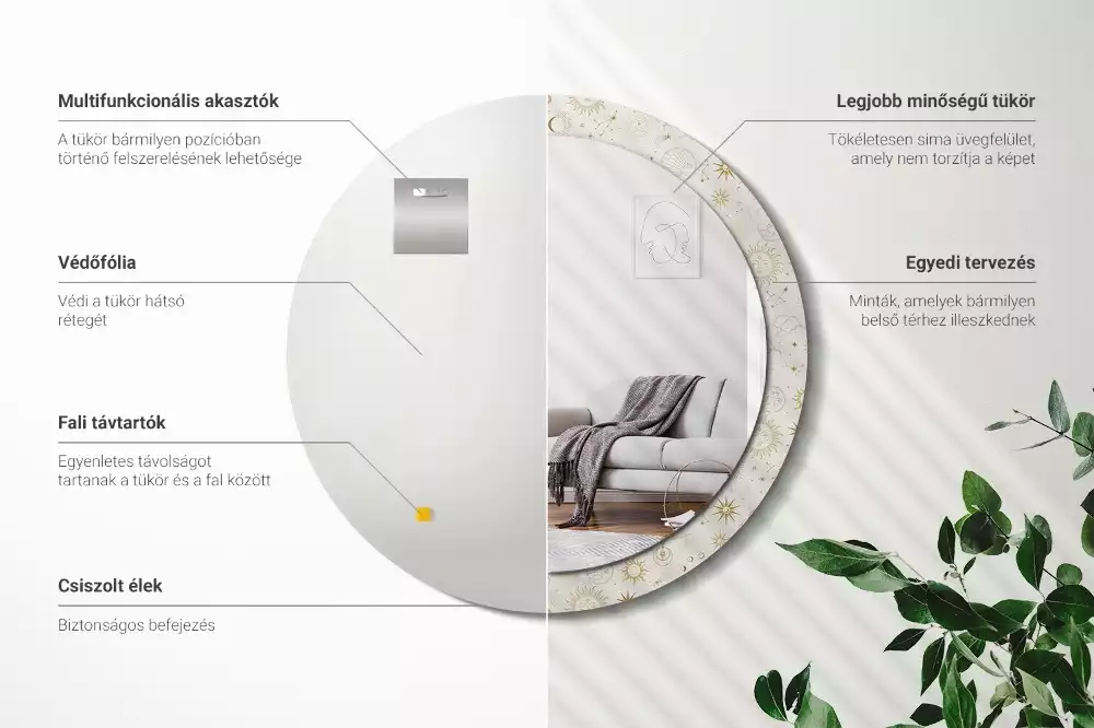 Bedrukte ronde spiegel Mystiek patroon