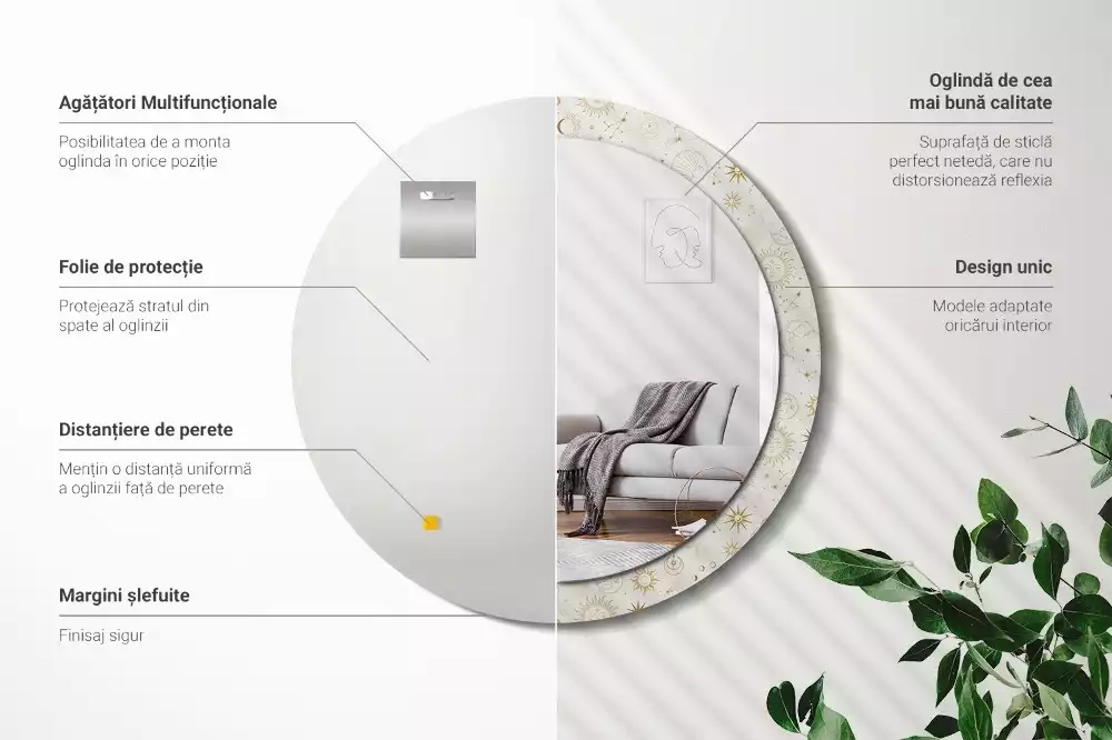 Bedrukte ronde spiegel Mystiek patroon