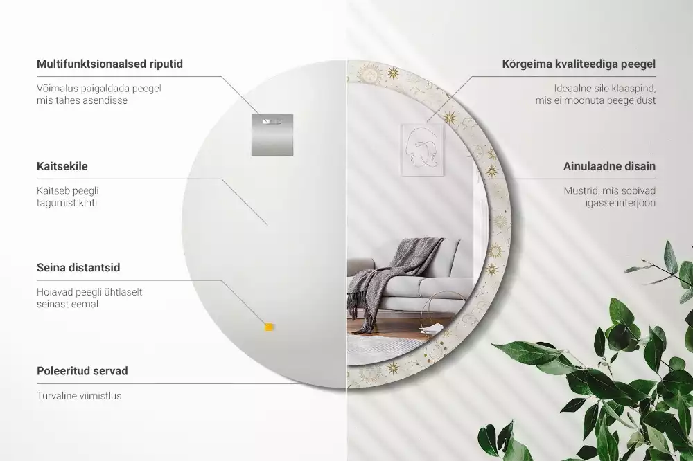 Bedrukte ronde spiegel Mystiek patroon