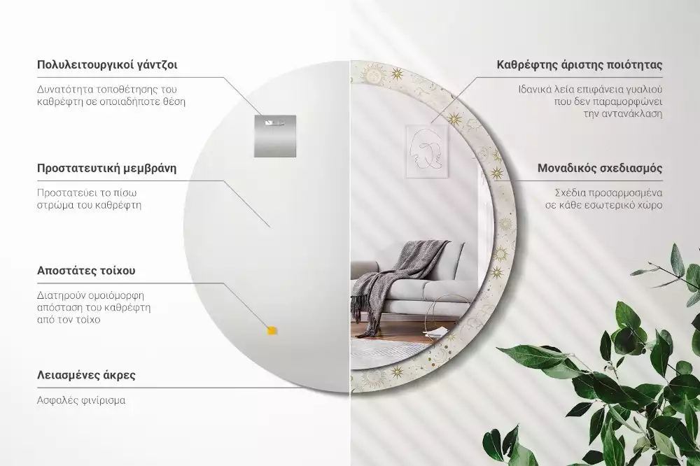 Bedrukte ronde spiegel Mystiek patroon