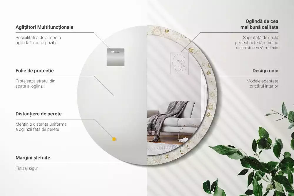 Bedrukte ronde spiegel Mystiek patroon