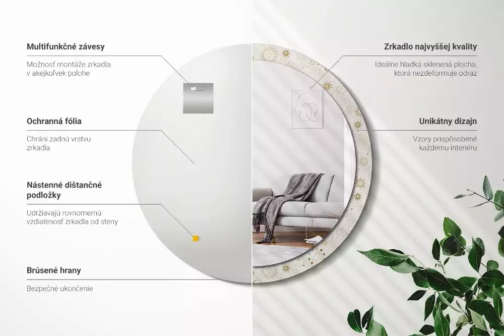 Bedrukte ronde spiegel Mystiek patroon