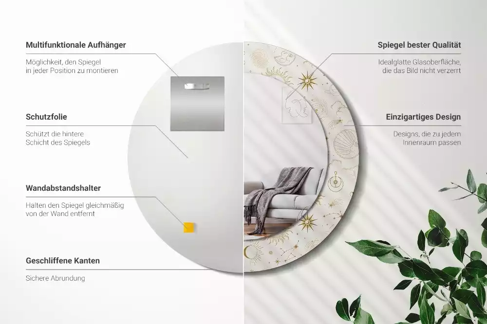 Bedrukte ronde spiegel Mystiek patroon