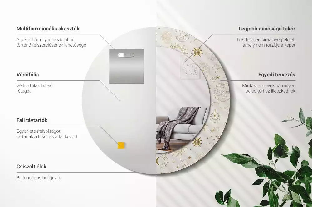 Bedrukte ronde spiegel Mystiek patroon