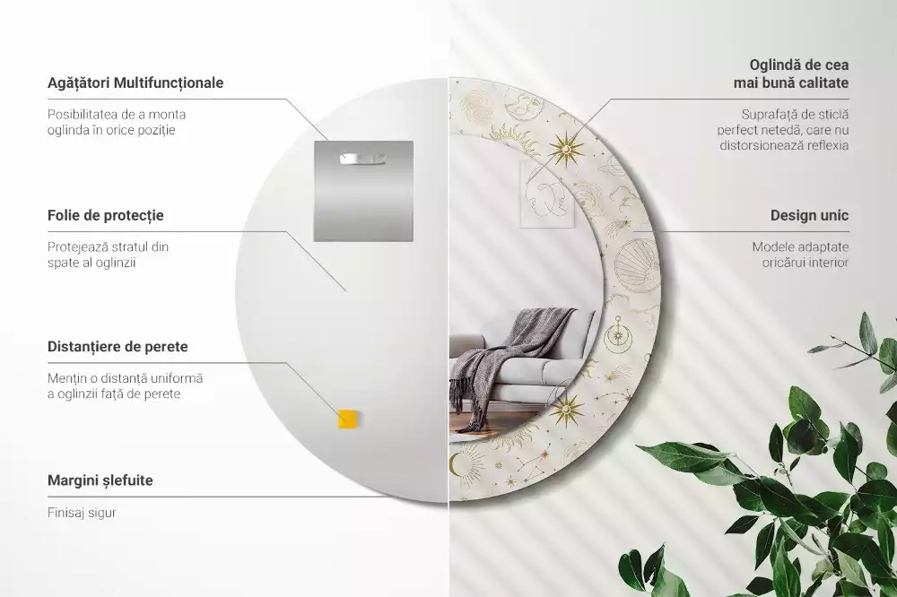 Bedrukte ronde spiegel Mystiek patroon