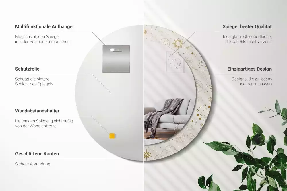 Bedrukte ronde spiegel Mystiek patroon