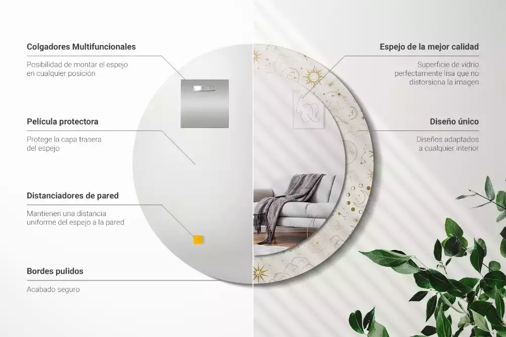Bedrukte ronde spiegel Mystiek patroon