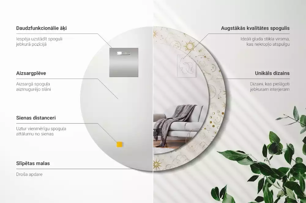 Bedrukte ronde spiegel Mystiek patroon