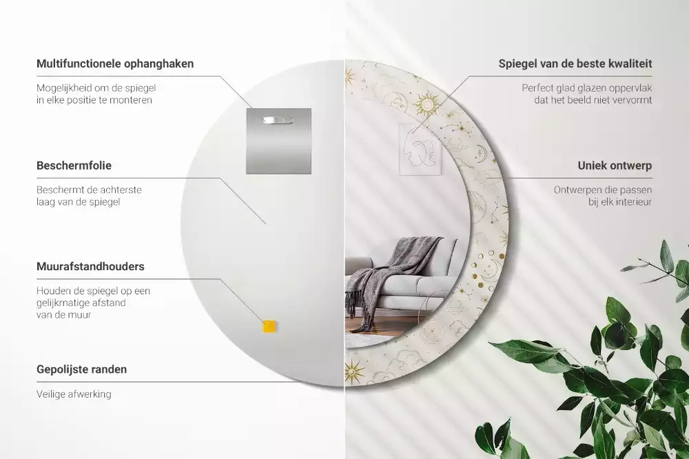 Bedrukte ronde spiegel Mystiek patroon