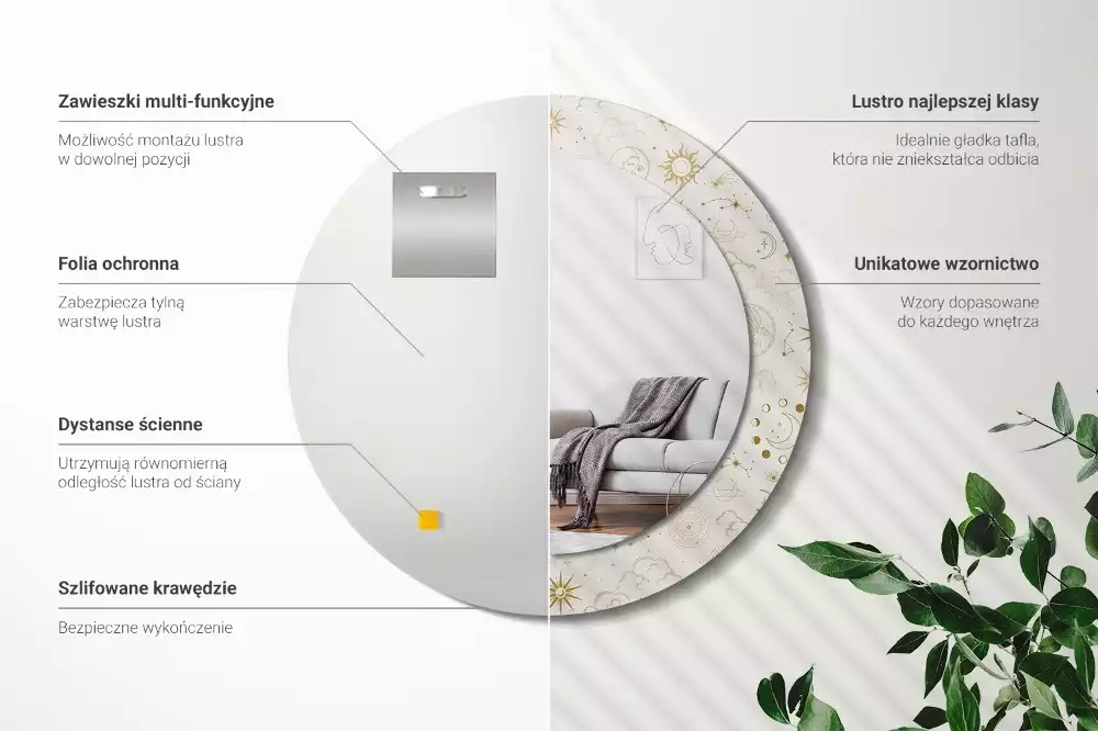 Bedrukte ronde spiegel Mystiek patroon