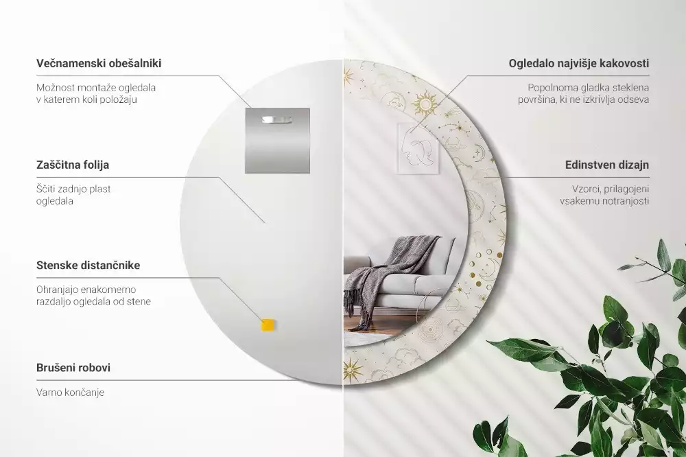 Bedrukte ronde spiegel Mystiek patroon