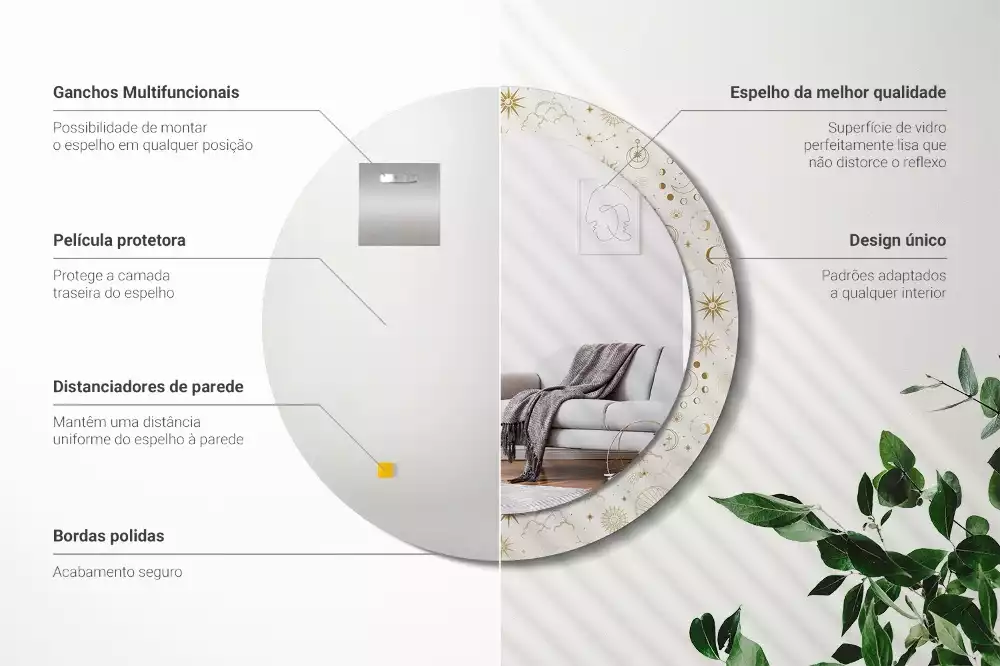 Bedrukte ronde spiegel Mystiek patroon