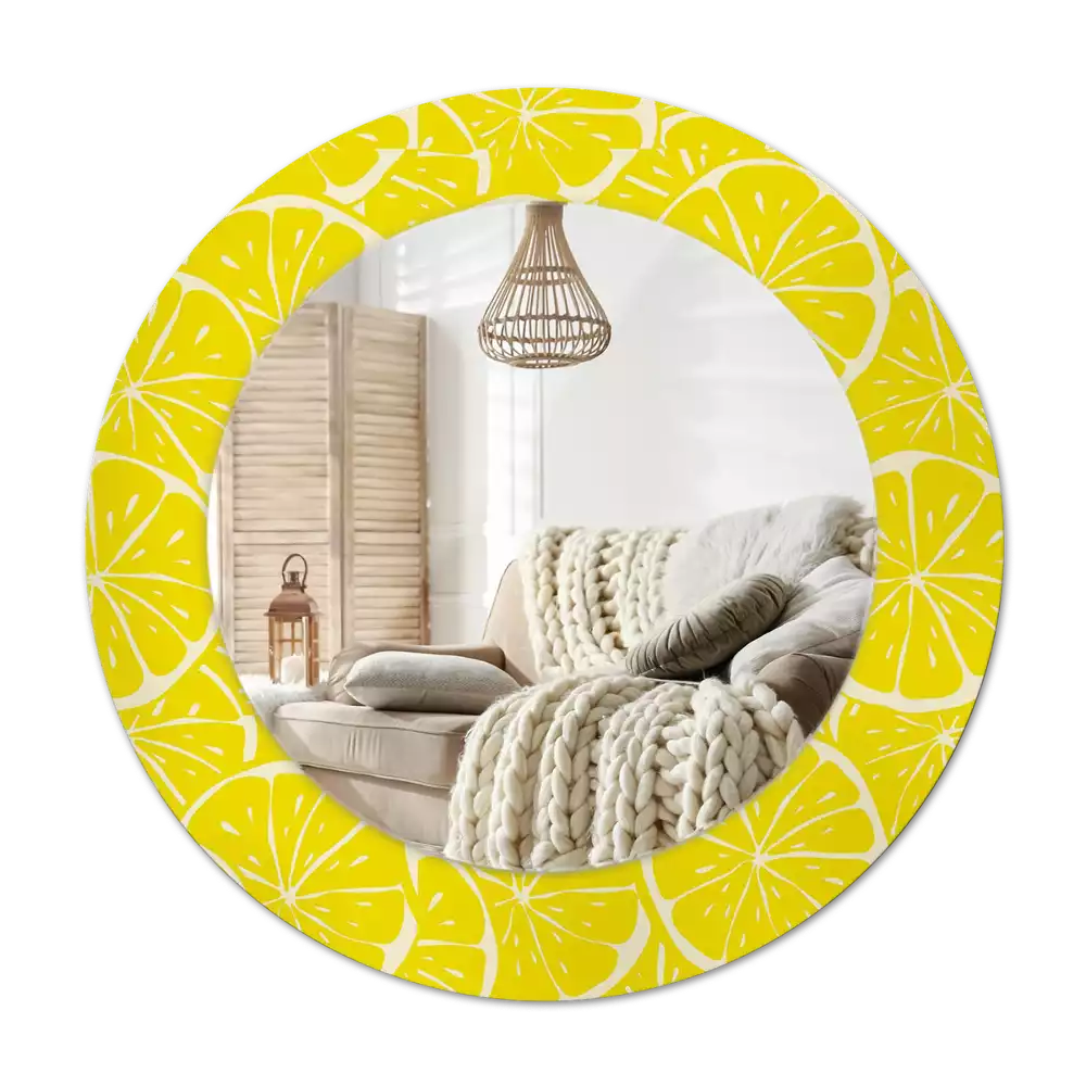 Ronde spiegel met decoratie Citroenen