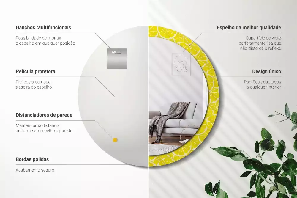 Ronde spiegel met decoratie Citroenen