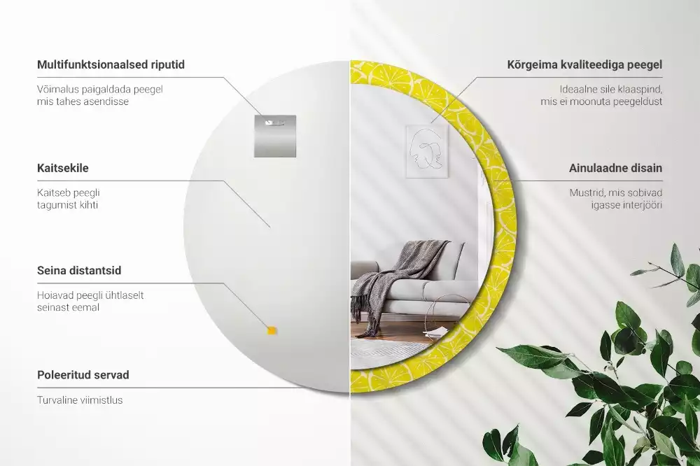 Ronde spiegel met decoratie Citroenen