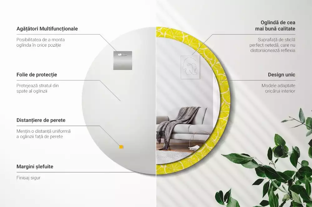 Ronde spiegel met decoratie Citroenen