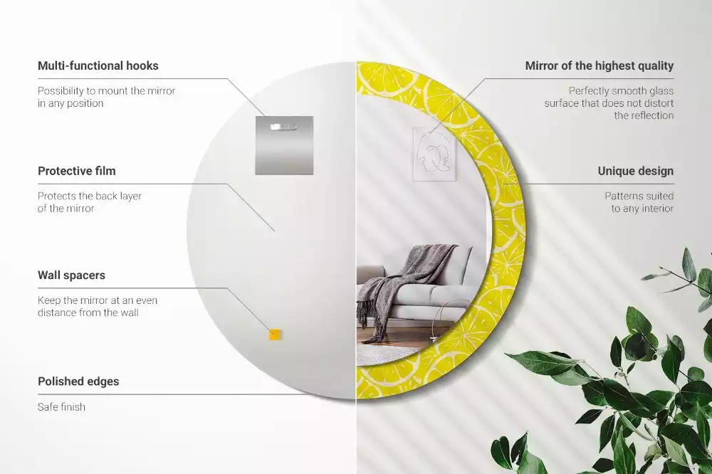 Ronde spiegel met decoratie Citroenen