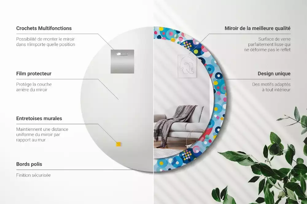 Bedrukte ronde spiegel Gekleurde wielen