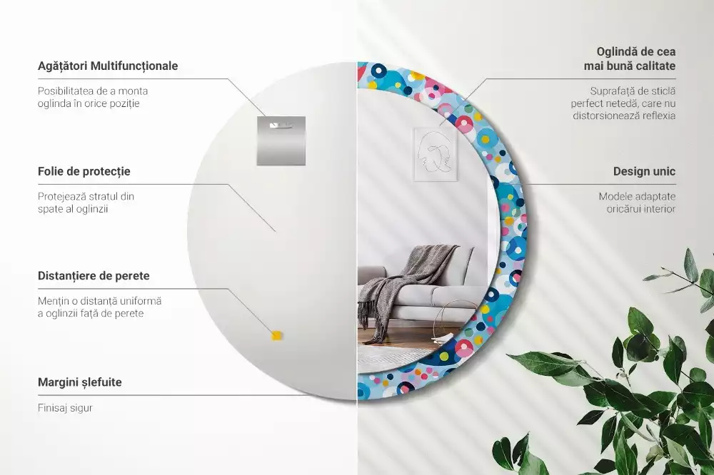 Bedrukte ronde spiegel Gekleurde wielen