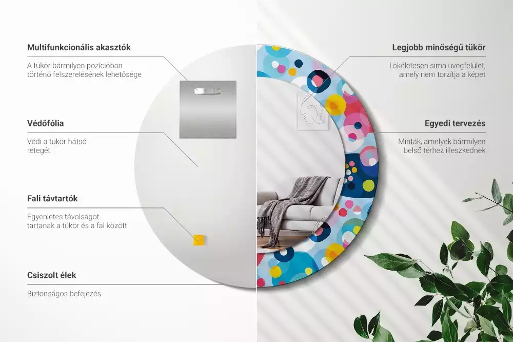 Bedrukte ronde spiegel Gekleurde wielen