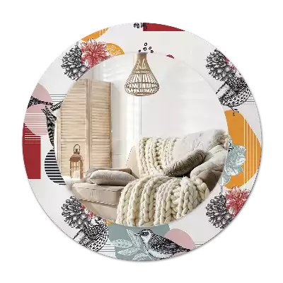 Ronde spiegel met decoratie Vintage patches