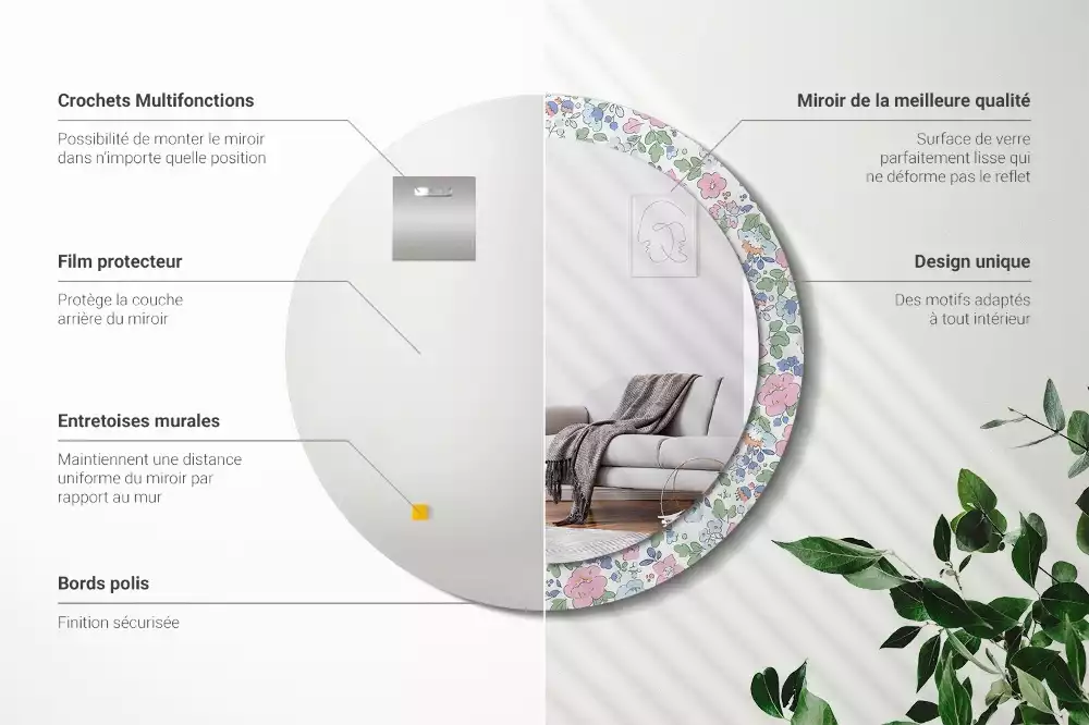 Bedrukte ronde spiegel Kleurrijke bloemen