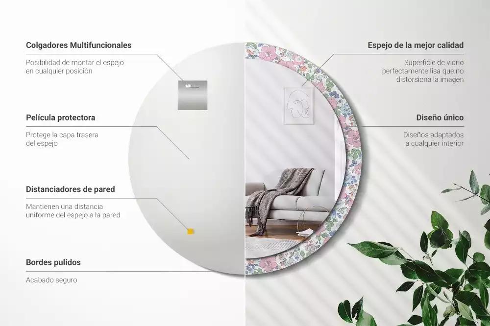 Bedrukte ronde spiegel Kleurrijke bloemen