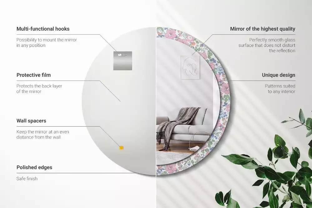 Bedrukte ronde spiegel Kleurrijke bloemen