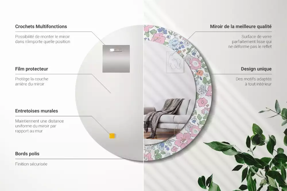 Bedrukte ronde spiegel Kleurrijke bloemen