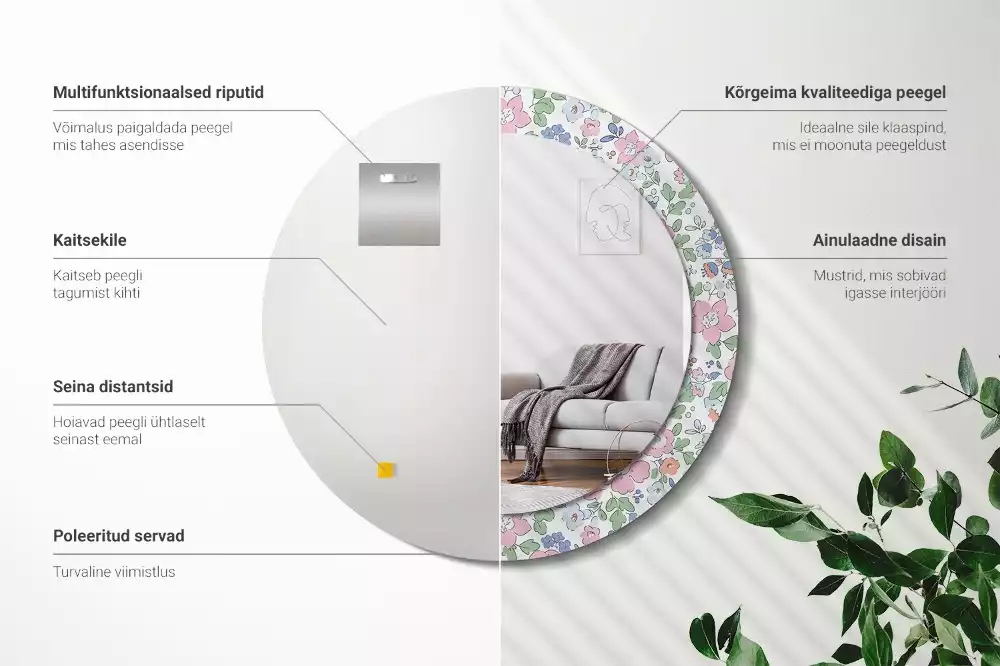 Bedrukte ronde spiegel Kleurrijke bloemen