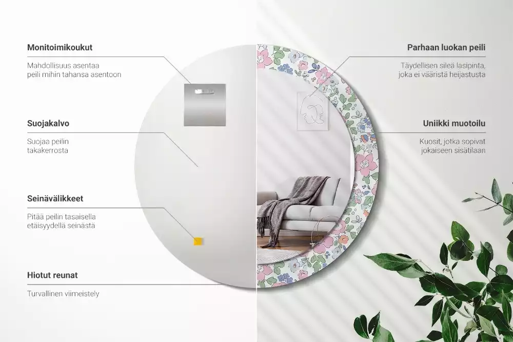 Bedrukte ronde spiegel Kleurrijke bloemen