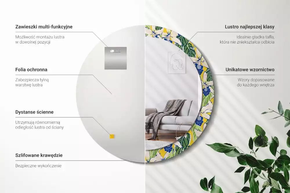 Bedrukte ronde spiegel Orchideeën