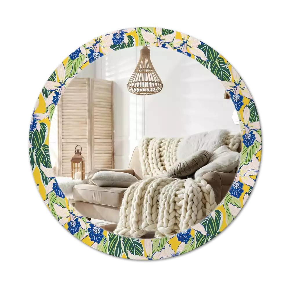 Bedrukte ronde spiegel Orchideeën