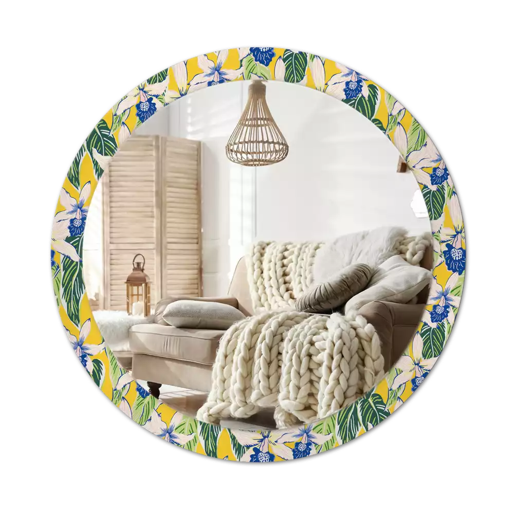 Bedrukte ronde spiegel Orchideeën